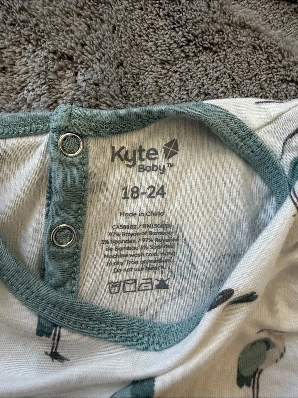 Kyte Baby Blue Heron Long Sleeve Skirted Bodysuit Size 18-24 Months
